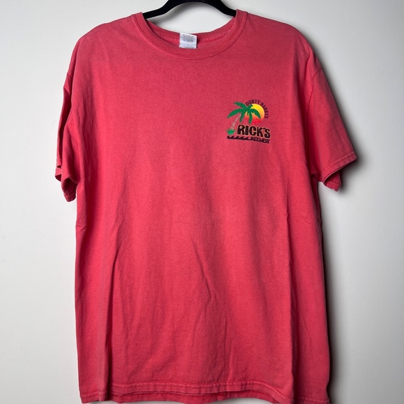 Gildan Rick’s Durty Harry’s Key West Florida Bar Shirt Short Sleeve Pink/Red Lrg - Picture 2 of 7